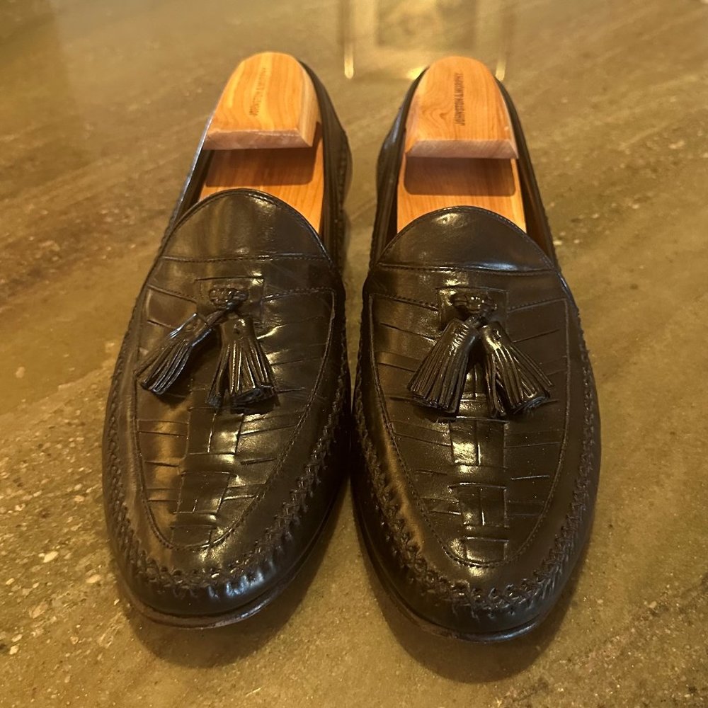 Men's Johnston & Murphy Black Woven Tasseled Loafer - 9.5 Medium